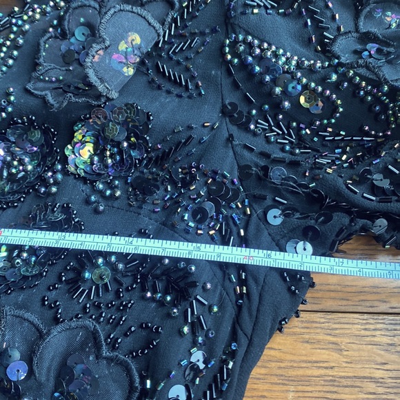 Lillie Rubin (LR) Elegant Iridescent Beaded Black Evening Gown - Picture 8 of 13